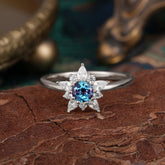 Lab Grown Alexandrite Engagement Ring | Floral Alexandrite Cluster Setting